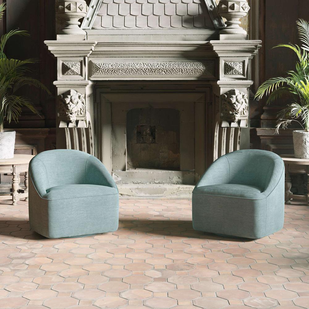 Jofran - Lulu Mid-Century Modern Upholstered Casual Swivel Accent Chair in Teal - LULU2-SW-TEAL veiw 10