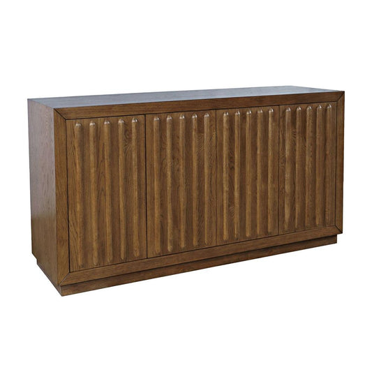 Jofran - Maven 60in Mid-Century Modern Fluted Four Door Sideboard Storage Cabinet in Chestnut - 2421-MAVENCHS veiw 1