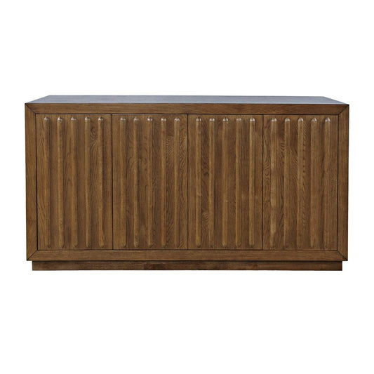 Jofran - Maven 60in Mid-Century Modern Fluted Four Door Sideboard Storage Cabinet in Chestnut - 2421-MAVENCHS veiw 2