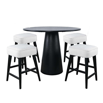 Jofran - Nash Mid-Century Modern Five Piece Counter Height Dining Set with Upholstered Backless Stools in Black - 2271-NSH45B-4WESBB veiw 2