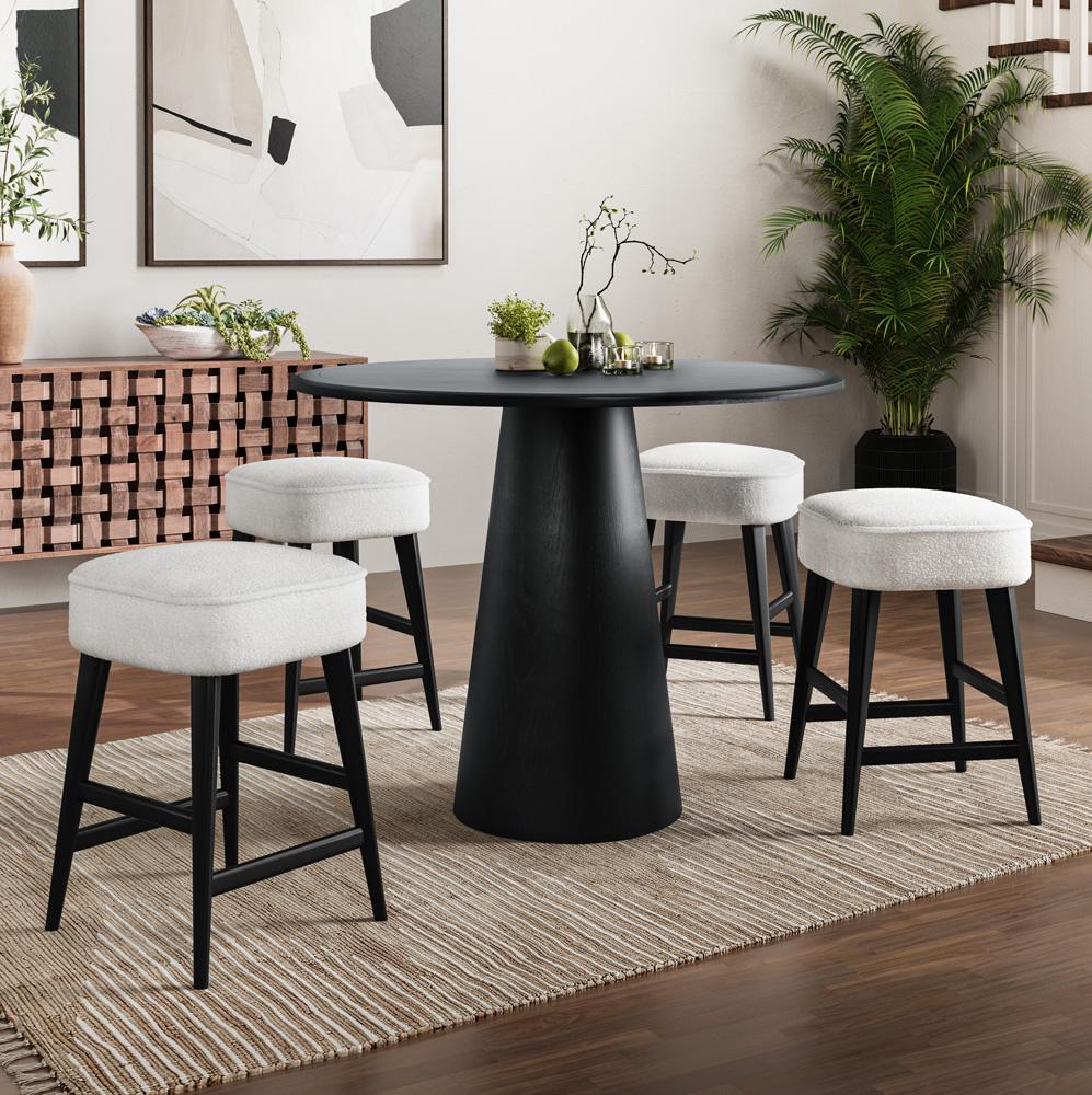 Jofran - Nash Mid-Century Modern Five Piece Counter Height Dining Set with Upholstered Backless Stools in Black - 2271-NSH45B-4WESBB veiw 7