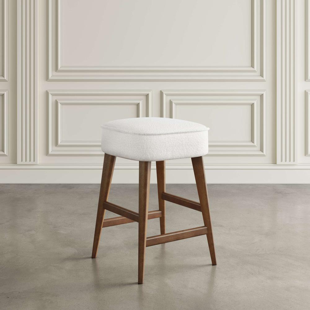 Jofran - Nash Mid-Century Modern Five Piece Counter Height Dining Set with Upholstered Backless Stools in Walnut - 2271-NSH45W-4WESBW veiw 6