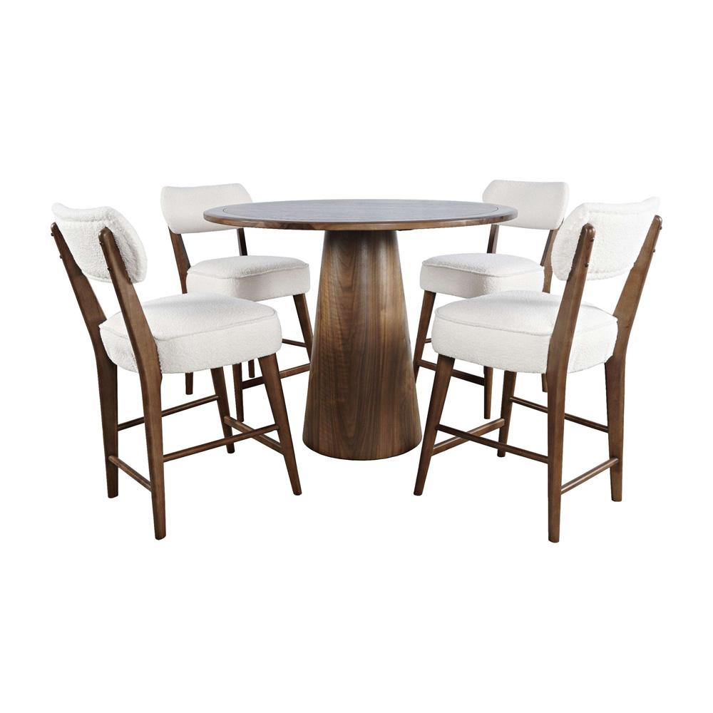 Jofran - Nash Mid-Century Modern Five Piece Counter Height Dining Set with Upholstered Barstools in Walnut - 2271-NSH45B-4WESTW veiw 1