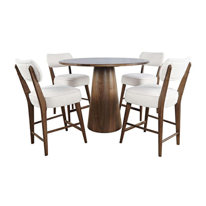 Jofran - Nash Mid-Century Modern Five Piece Counter Height Dining Set with Upholstered Barstools in Walnut - 2271-NSH45B-4WESTW veiw 1