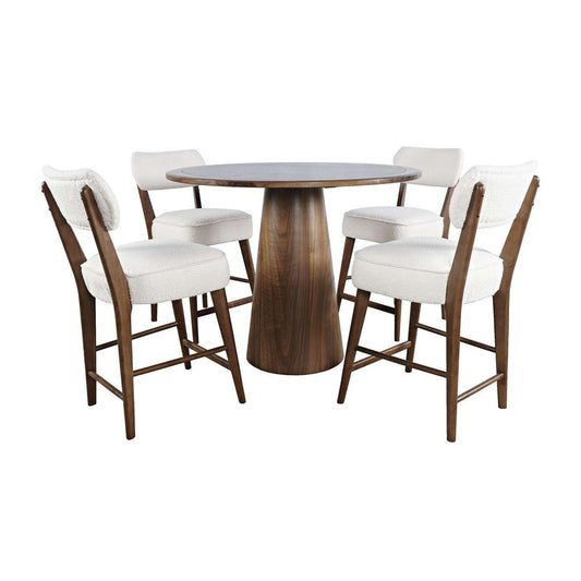 Jofran - Nash Mid-Century Modern Five Piece Counter Height Dining Set with Upholstered Barstools in Walnut - 2271-NSH45B-4WESTW veiw 1