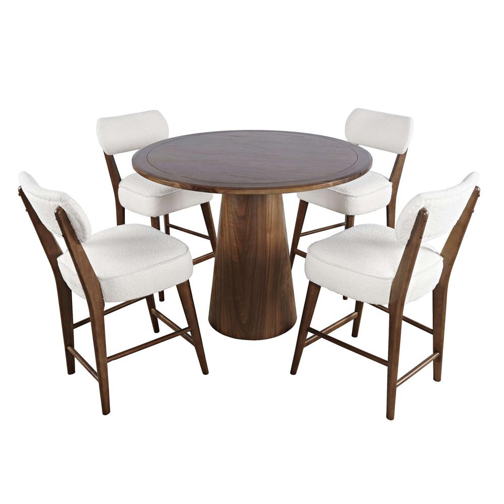 Jofran - Nash Mid-Century Modern Five Piece Counter Height Dining Set with Upholstered Barstools in Walnut - 2271-NSH45B-4WESTW veiw 2
