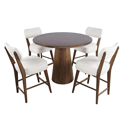 Jofran - Nash Mid-Century Modern Five Piece Counter Height Dining Set with Upholstered Barstools in Walnut - 2271-NSH45B-4WESTW veiw 2
