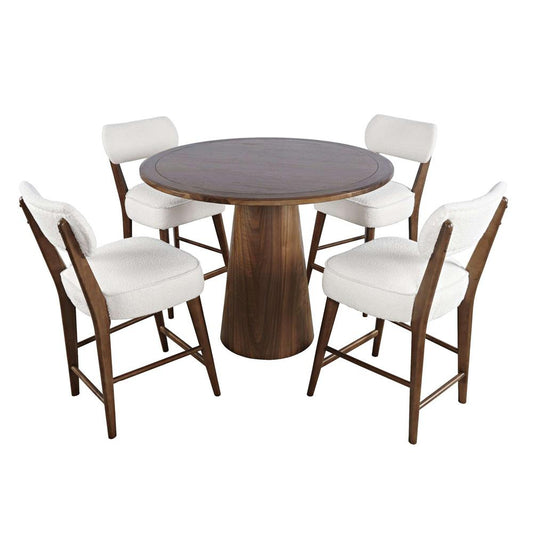 Jofran - Nash Mid-Century Modern Five Piece Counter Height Dining Set with Upholstered Barstools in Walnut - 2271-NSH45B-4WESTW veiw 2