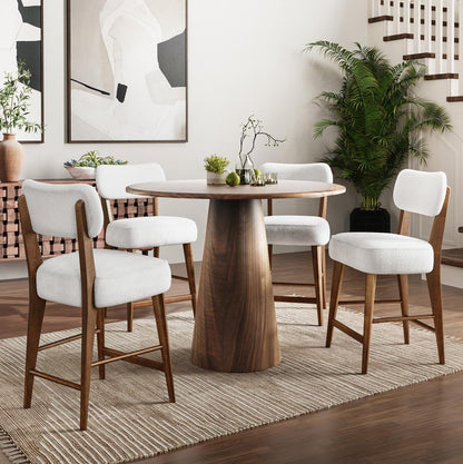 Jofran - Nash Mid-Century Modern Five Piece Counter Height Dining Set with Upholstered Barstools in Walnut - 2271-NSH45B-4WESTW veiw 7