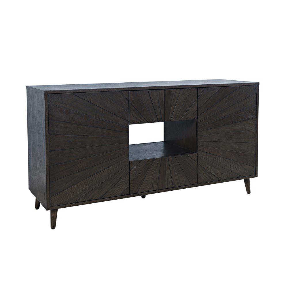 Jofran - Reece 60in Mid-Century Modern Starburst TV Stand Console Storage Cabinet in Americano - 2485-60 veiw 2