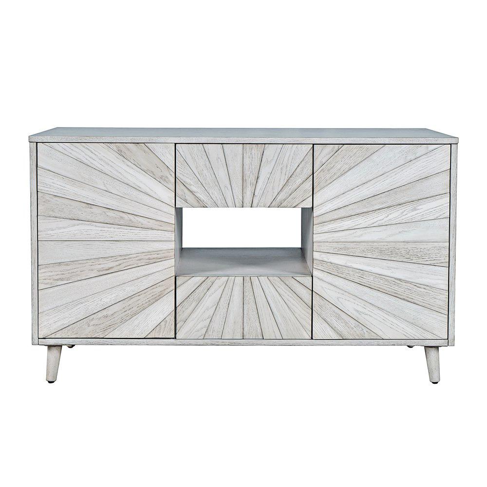 Jofran - Reece 50in Mid-Century Modern Starburst TV Stand Console Storage Cabinet in Light Ash - 2483-50 veiw 1