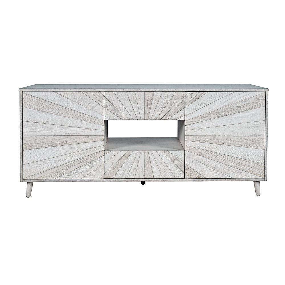 Jofran - Reece 70in Mid-Century Modern Starburst TV Stand Console Storage Cabinet in Light Ash - 2483-70 veiw 1