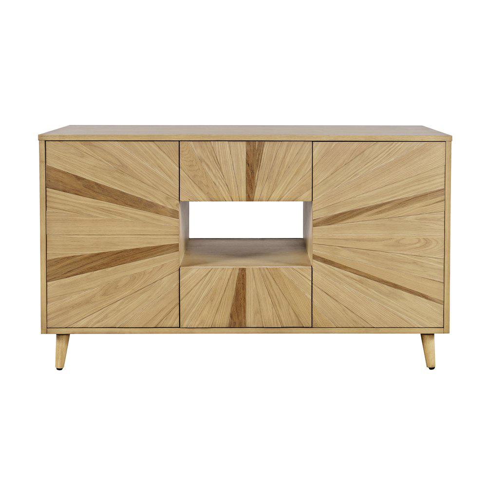 Jofran - Reece 50in Mid-Century Modern Starburst TV Stand Console Storage Cabinet in Light Oak - 2484-50 veiw 1