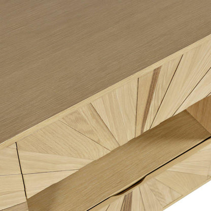 Jofran - Reece 70in Mid-Century Modern Starburst TV Stand Console Storage Cabinet in Light Oak - 2484-70 veiw 6