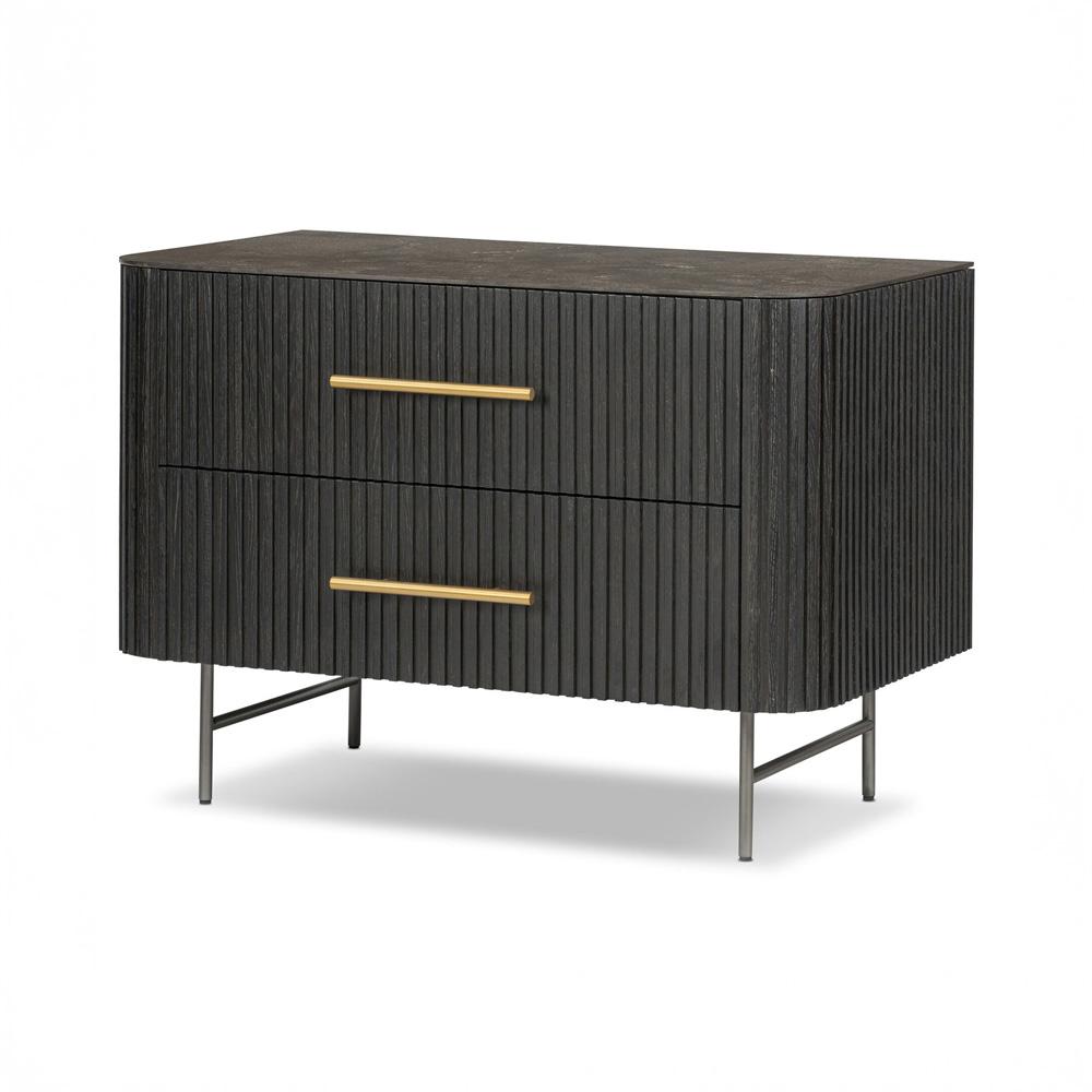 Four Hands - Collins - Fletcher Large Nightstand - Bluestone - Distressed Black - 234690-002 veiw 1