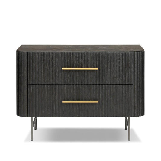 Four Hands - Collins - Fletcher Large Nightstand - Bluestone - Distressed Black - 234690-002 veiw 2