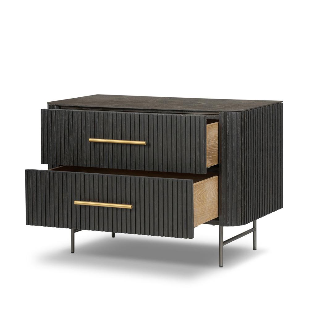 Four Hands - Collins - Fletcher Large Nightstand - Bluestone - Distressed Black - 234690-002 veiw 4