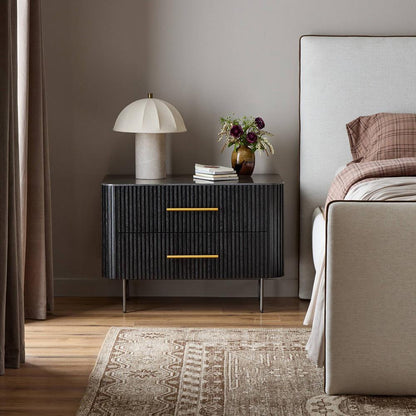 Four Hands - Collins - Fletcher Large Nightstand - Bluestone - Distressed Black - 234690-002 veiw 12