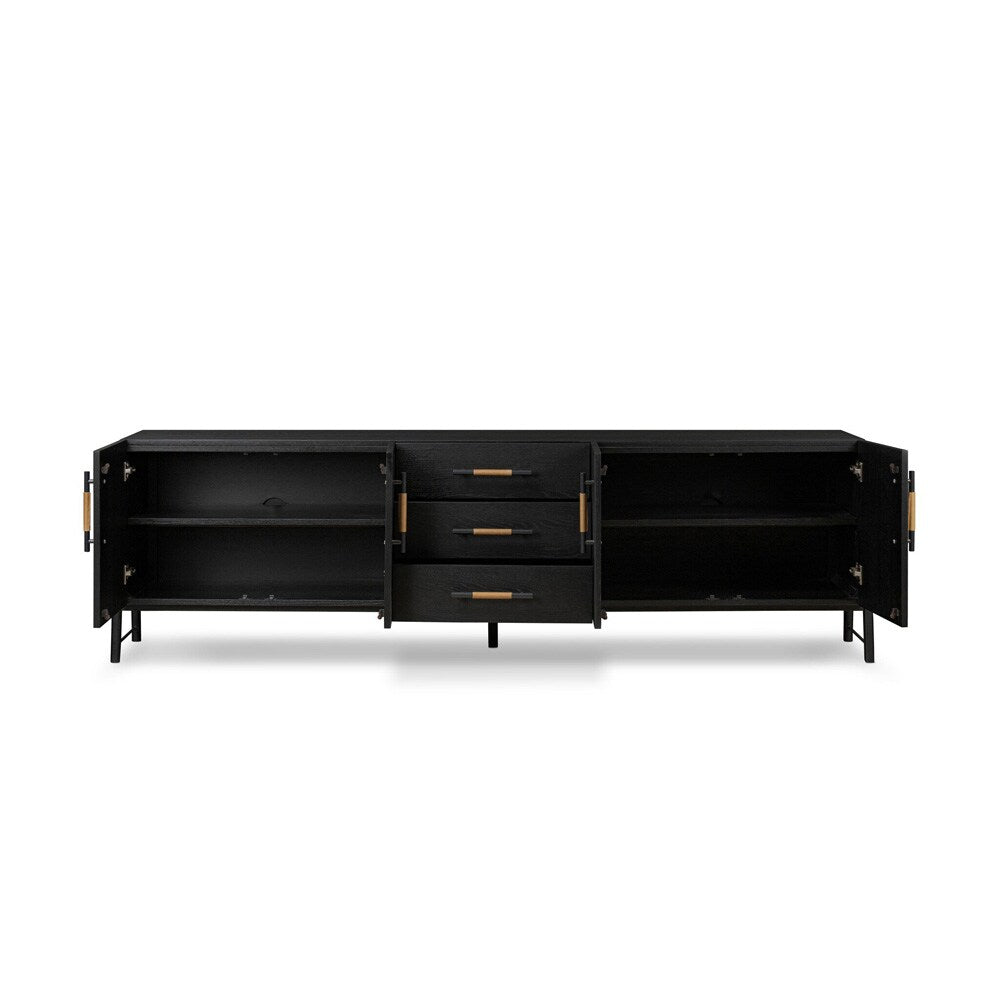 Four Hands - Filmore - Rosedale Media Console - Chaps Sand - Ebony Oak Veneer - 108672-004 veiw 3