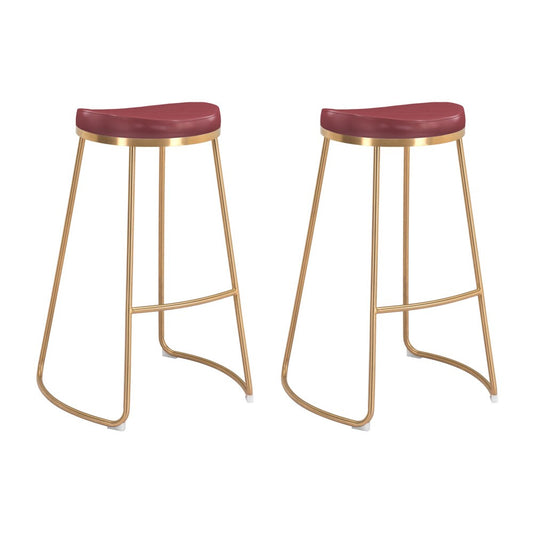 Zuo Modern - Bree Barstool (Set of 2) Burgundy & Gold - 101264 veiw 1