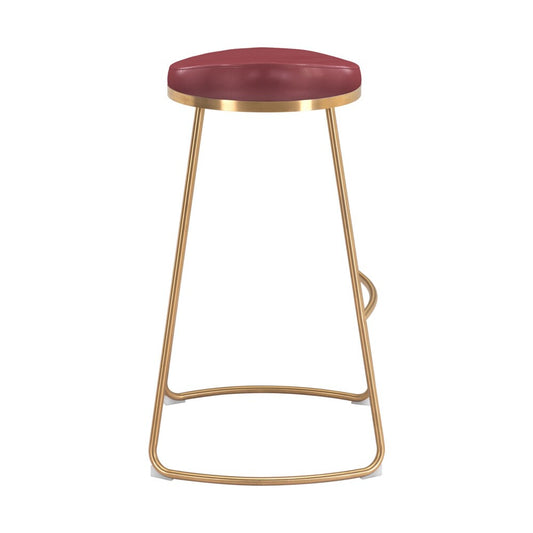 Zuo Modern - Bree Barstool (Set of 2) Burgundy & Gold - 101264 veiw 2