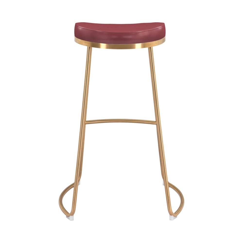 Zuo Modern - Bree Barstool (Set of 2) Burgundy & Gold - 101264 veiw 4