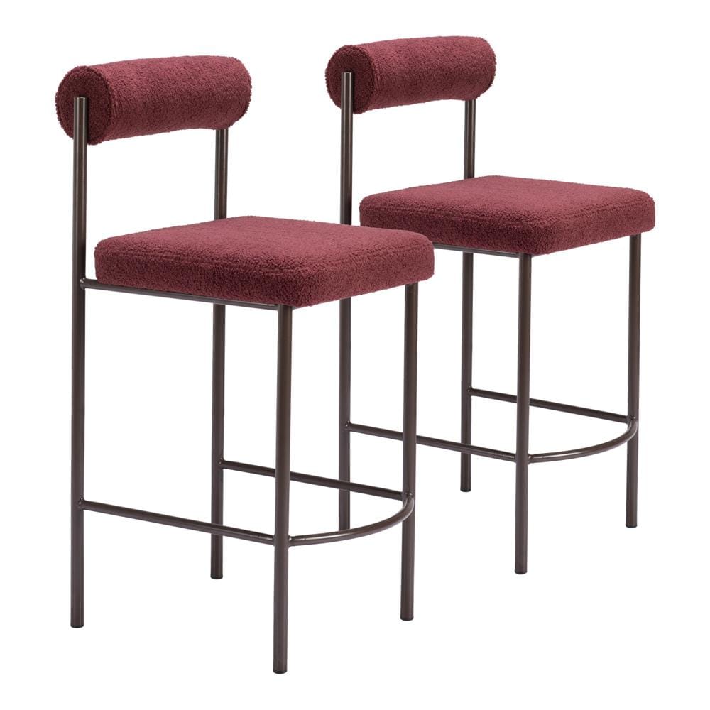 Zuo Modern - Livorno Counter Stool (Set of 2) Red & Bronze - 109813 veiw 1