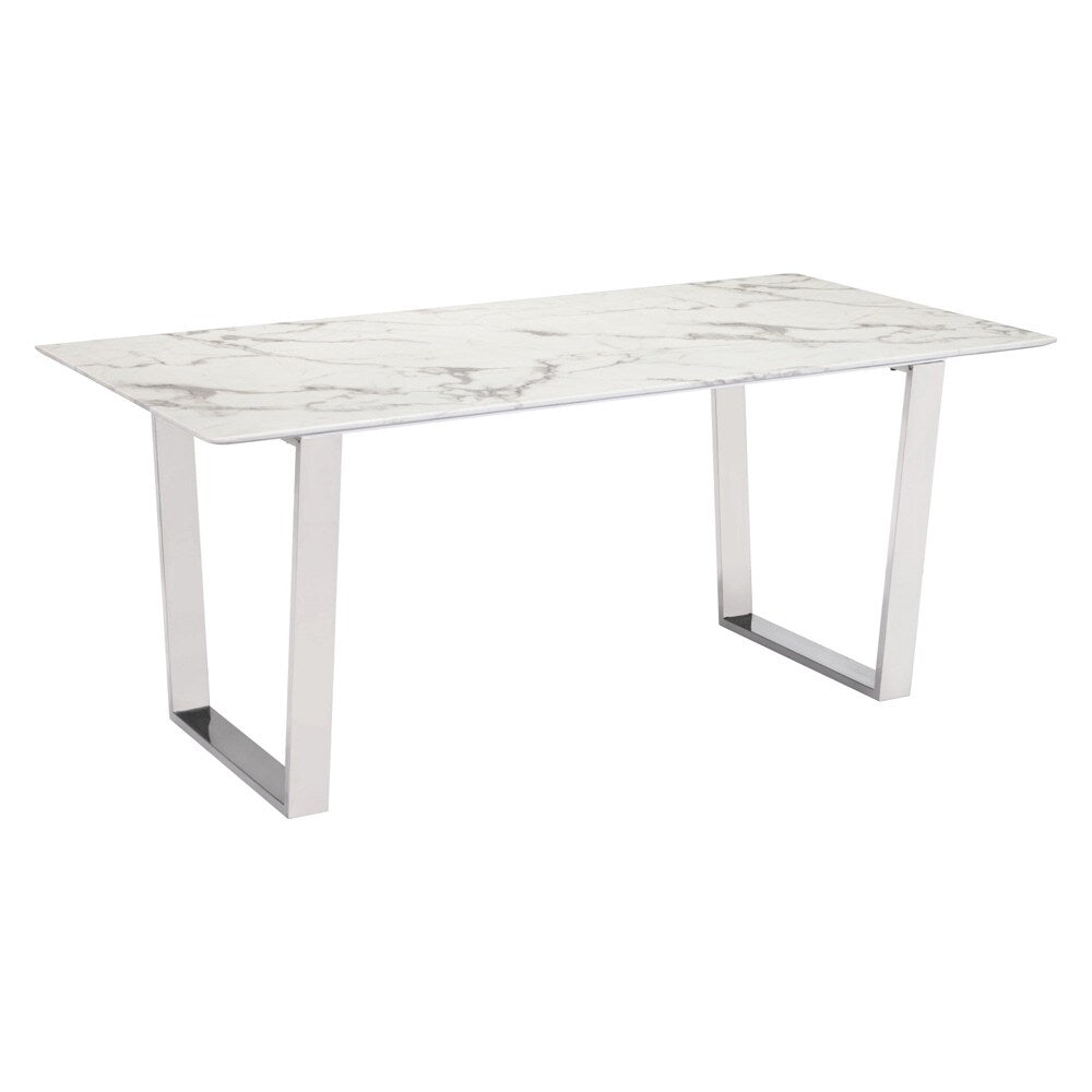 Zuo Modern - Atlas Dining Table White & Silver - 100707 veiw 1