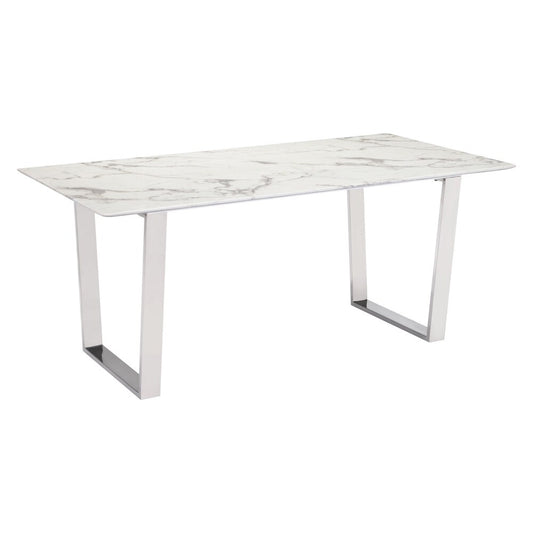 Zuo Modern - Atlas Dining Table White & Silver - 100707 veiw 1