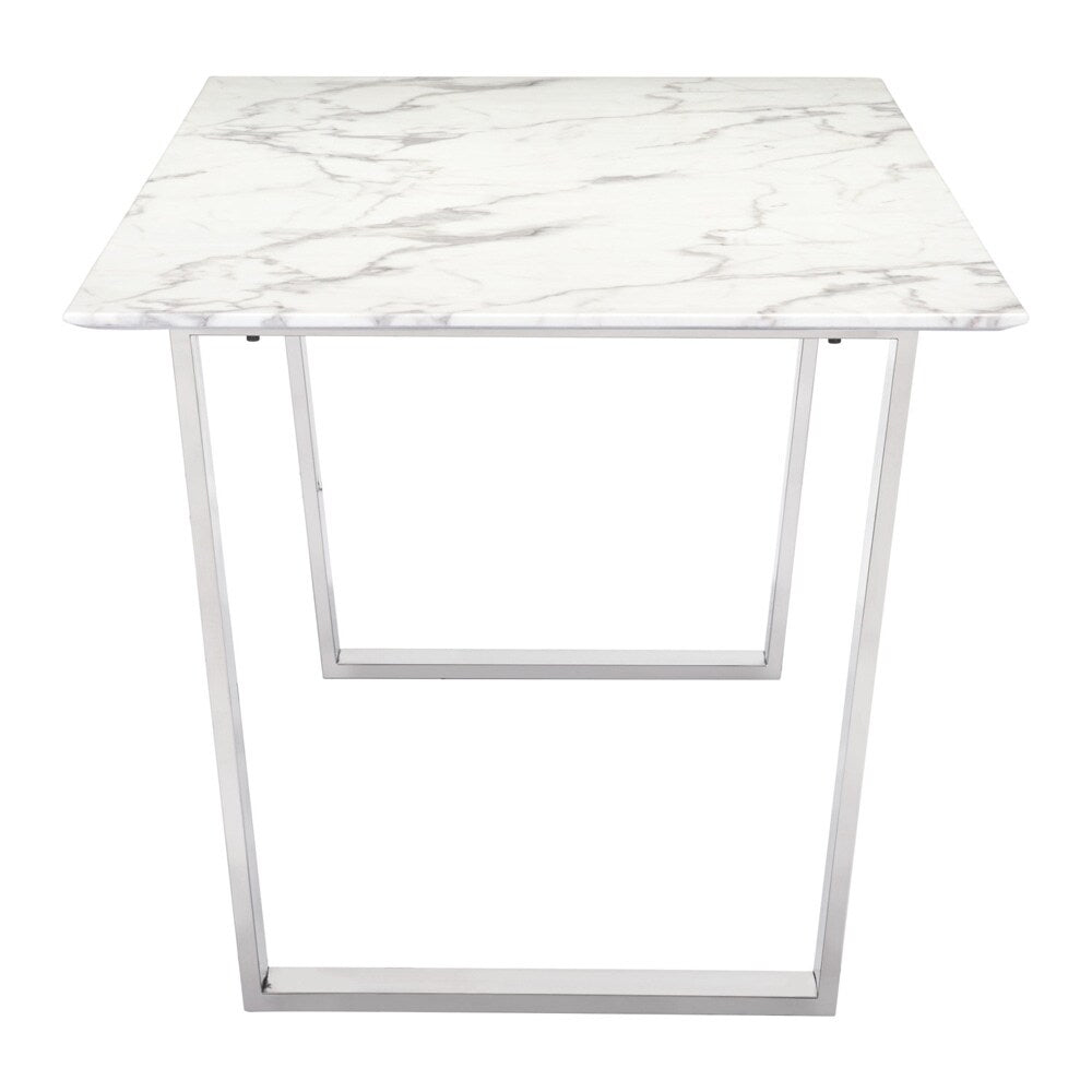 Zuo Modern - Atlas Dining Table White & Silver - 100707 veiw 2