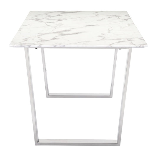Zuo Modern - Atlas Dining Table White & Silver - 100707 veiw 2