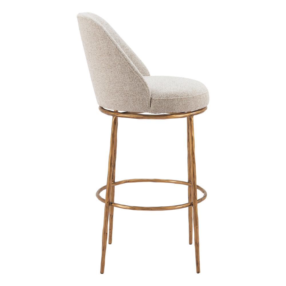 Zuo Modern - Nordhavn Swivel Barstool Beige & Gold - 110271 veiw 2