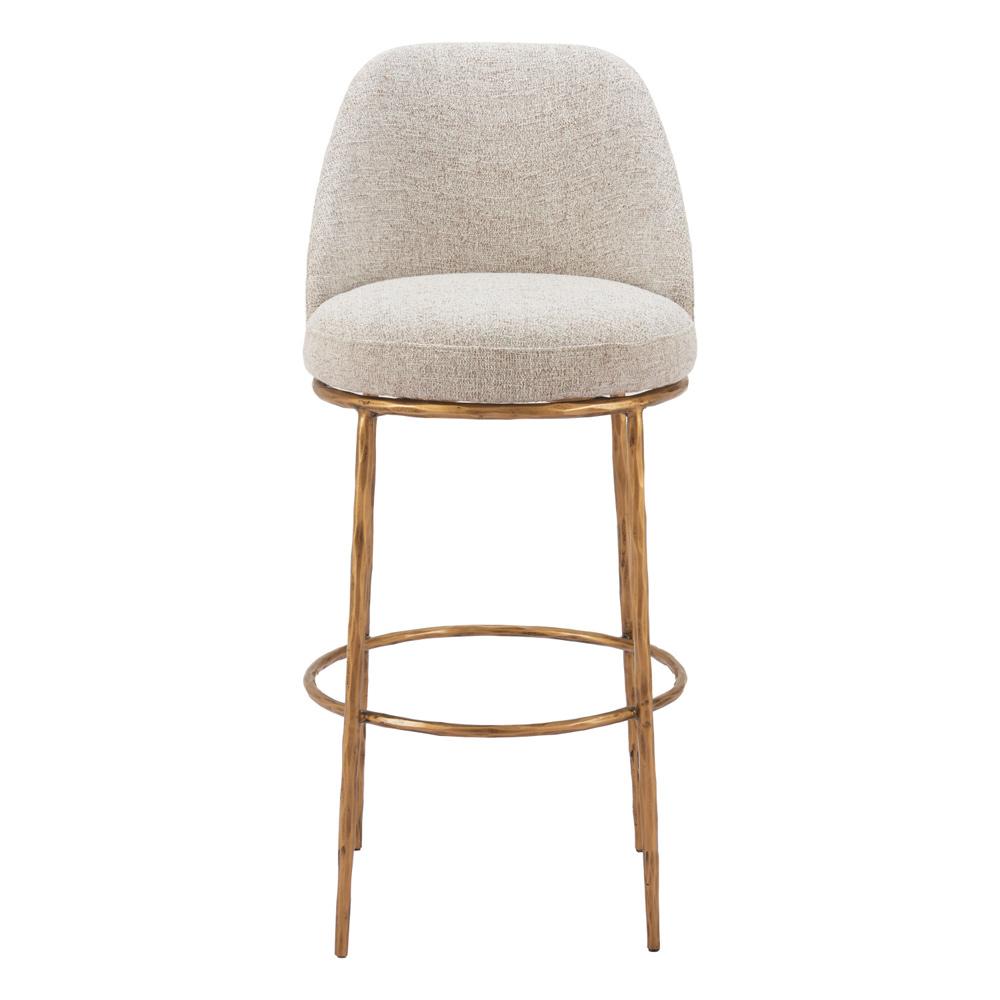 Zuo Modern - Nordhavn Swivel Barstool Beige & Gold - 110271 veiw 3