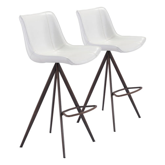 Zuo Modern - Aki Barstool (Set of 2) White & Walnut - 101288 veiw 1
