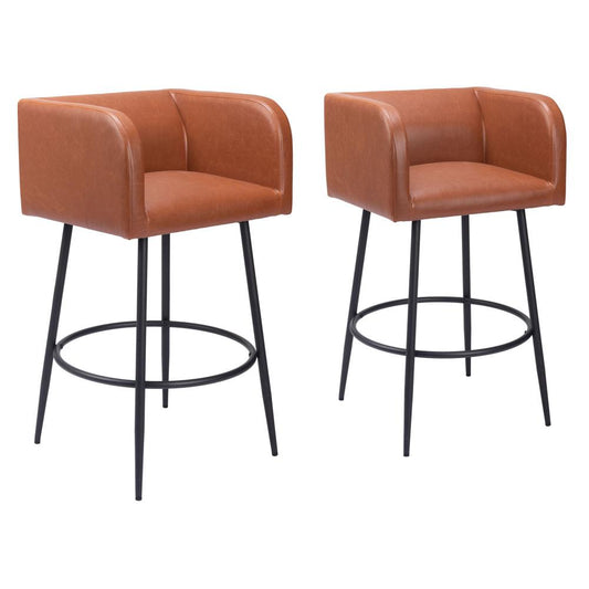 Zuo Modern - Horbat Barstool (Set of 2) Brown - 109947 veiw 1