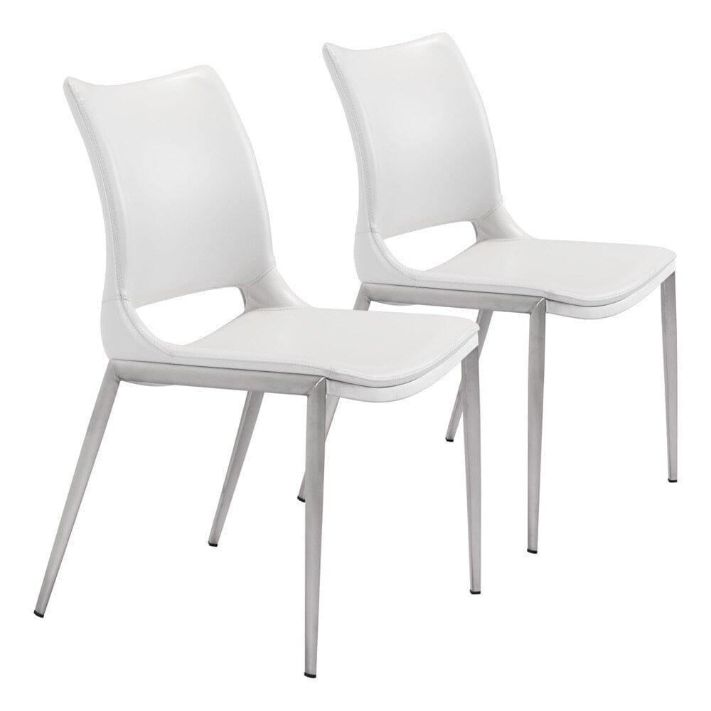 Zuo Modern - Ace Dining Chair (Set of 2) White & Silver - 101279 veiw 1