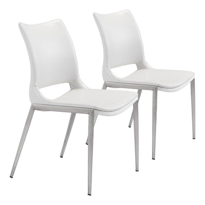 Zuo Modern - Ace Dining Chair (Set of 2) White & Silver - 101279 veiw 1