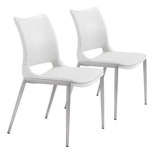 Zuo Modern - Ace Dining Chair (Set of 2) White & Silver - 101279 veiw 1