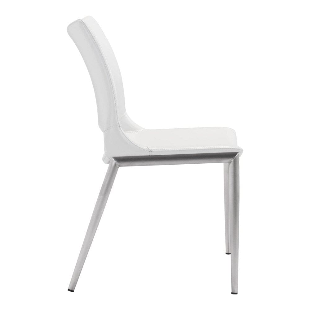 Zuo Modern - Ace Dining Chair (Set of 2) White & Silver - 101279 veiw 2