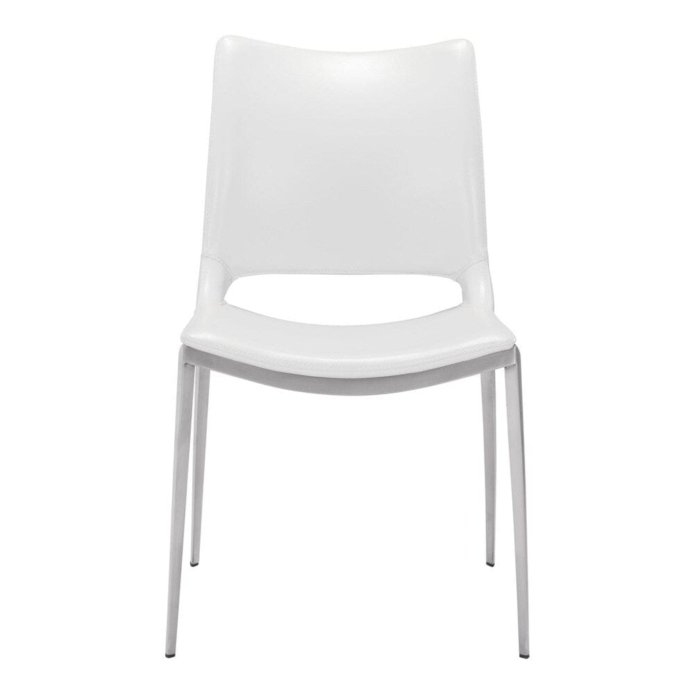 Zuo Modern - Ace Dining Chair (Set of 2) White & Silver - 101279 veiw 3