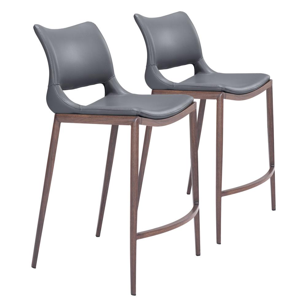 Zuo Modern - Ace Counter Stool (Set of 2) Dark Gray & Walnut - 109390 veiw 1