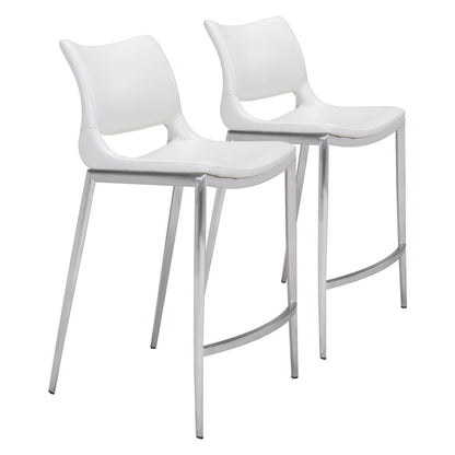 Zuo Modern - Ace Counter Stool (Set of 2) White & Silver - 101390 veiw 1
