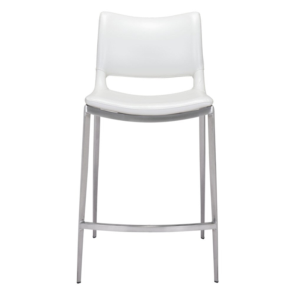 Zuo Modern - Ace Counter Stool (Set of 2) White & Silver - 101390 veiw 3