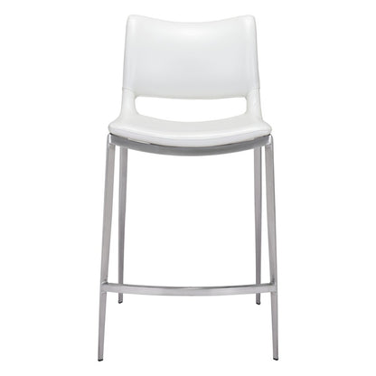 Zuo Modern - Ace Counter Stool (Set of 2) White & Silver - 101390 veiw 3