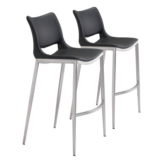 Zuo Modern - Ace Barstool (Set of 2) Black & Silver - 101284 veiw 1