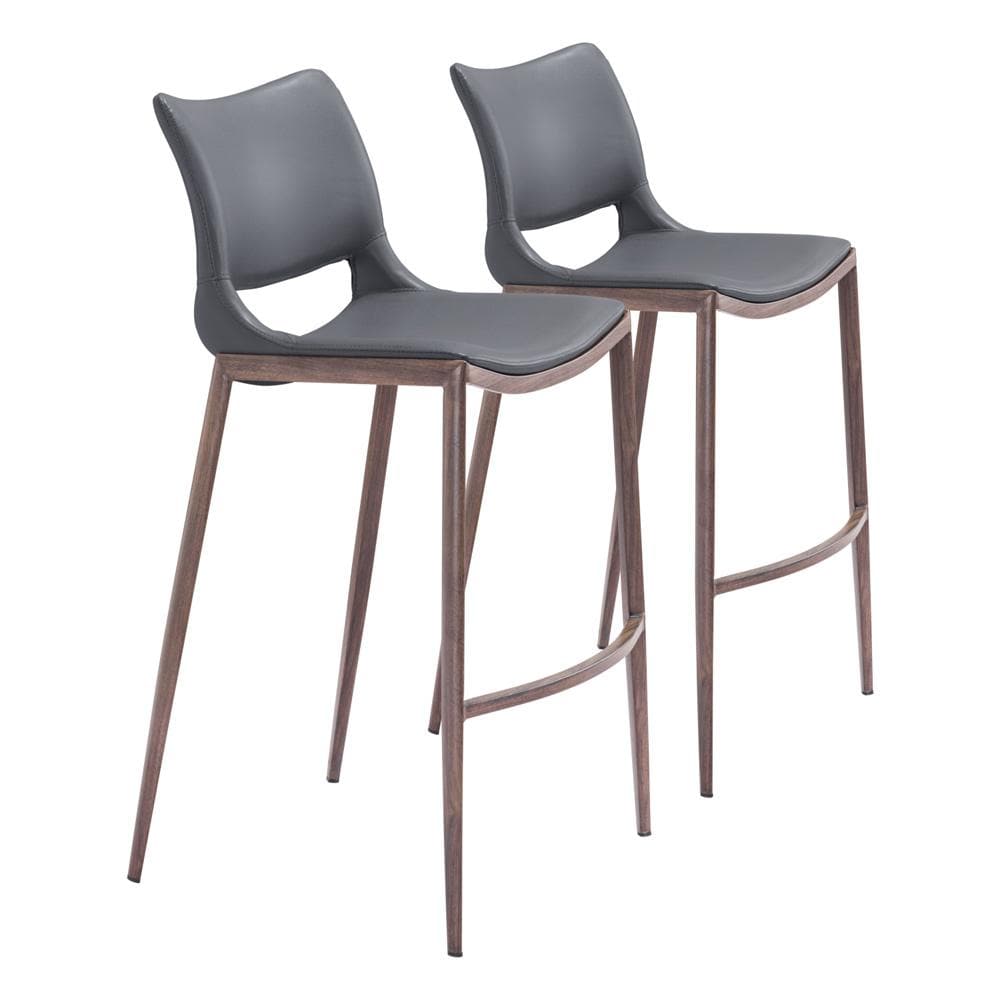 Zuo Modern - Ace Barstool (Set of 2) Dark Gray & Walnut - 109389 veiw 1
