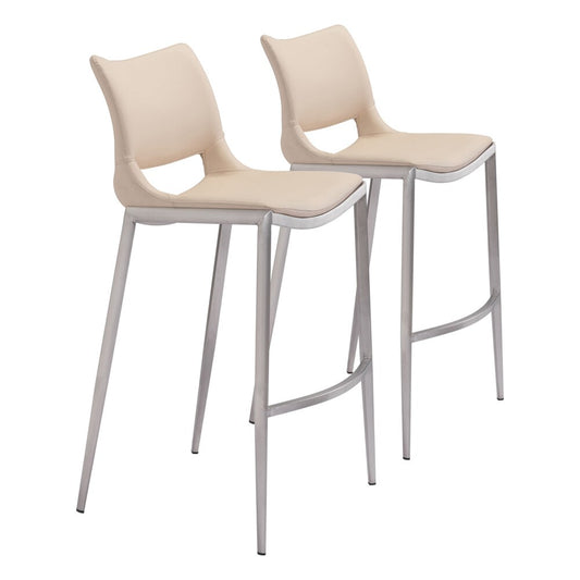 Zuo Modern - Ace Barstool (Set of 2) Light Pink & Silver - 101285 veiw 1