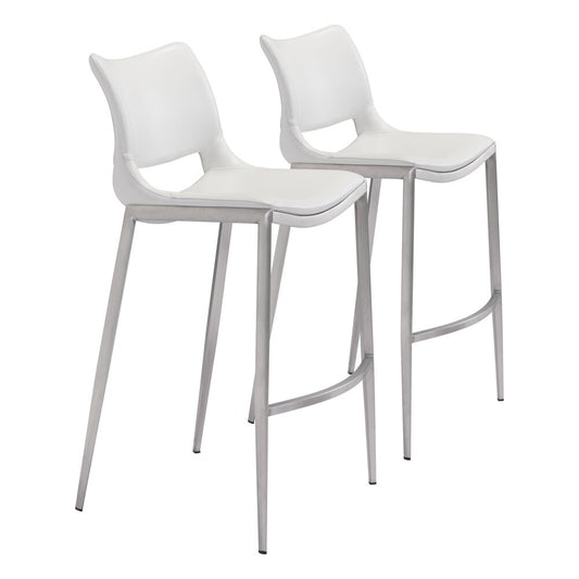 Zuo Modern - Ace Barstool (Set of 2) White & Silver - 101283 veiw 1