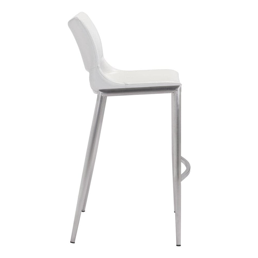 Zuo Modern - Ace Barstool (Set of 2) White & Silver - 101283 veiw 2