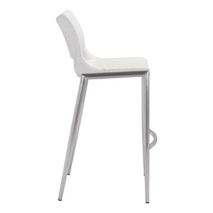 Zuo Modern - Ace Barstool (Set of 2) White & Silver - 101283 veiw 2
